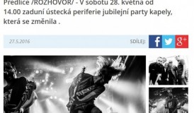 ROZHOVOR: Houba ze severu oslaví tisící koncert s přáteli v rytmu punku (Ústecký deník 27.5.2016)